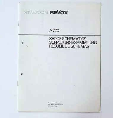 Kaufen Original Studer Revox A720 Preamplifier Set Of Schematics / Schaltungssammlung • 26.50€