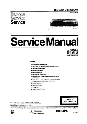 Kaufen Service Manual-Anleitung In Dutch Für Philips CD 303  • 13€