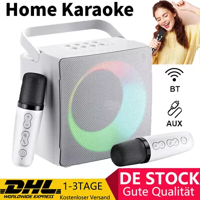 Kaufen Tragbar Karaoke Machine LED Bluetooth Karaoke Lautsprecher Mit 2 Mikrofonen DHL • 39.99€