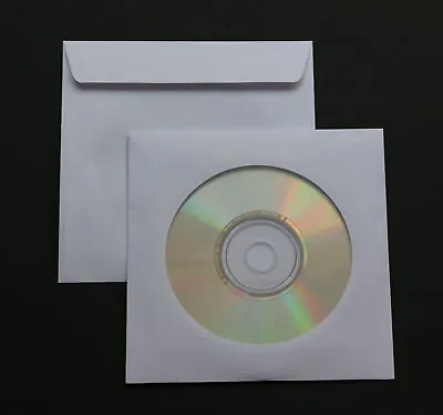 Kaufen 200 St. Premium Papier CD Blu-ray DVD Hüllen 125x125 + Fenster + Lasche 90 Gr. • 10.89€
