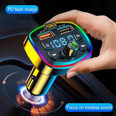 Kaufen Bluetooth 5.0 Drahtlos Auto FM Sender Adapter 2USB PD Ladegerät AUX Handfrei DE • 8.38€