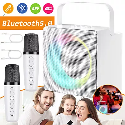 Kaufen Karaoke Maschinen Set Stereo Bluetooth Lautsprecher Mit 2 Drahtlosen Mikrofonen • 30.91€