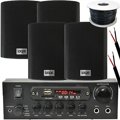 Kaufen Aussenbereich Bluetooth Lautsprecher Kit 4x Schwarz Karaoke Stereo Amp Garten BBQ Partys • 189.34€