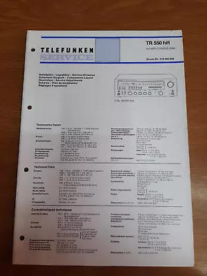 Kaufen TELEFUNKEN SERVICE MANUAL Originale TR 550 HiFi Vintage Schemi Componenti Parti • 17.50€