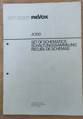 Kaufen Studer Revox A700 Schaltungssammlung Set Of Schematics Recueil De Schemas • 15€
