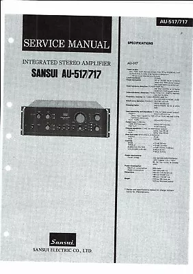 Kaufen Sansui  Service Manual  Für AU- 517 - 717  Copy • 9.95€