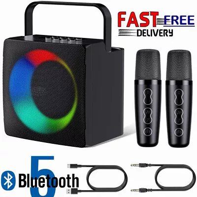 Kaufen Karaoke Anlage Mit 2 Mikrofonen, Bluetooth Karaoke Maschine Lautsprecher Tragbar • 35.99€