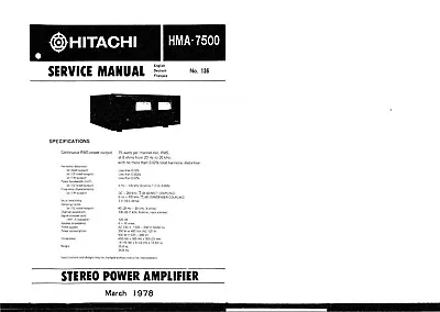 Kaufen Service Manual-Anleitung Für Hitachi HMA-7500  • 10€