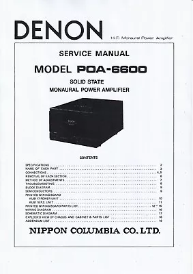 Kaufen Service Manual-Anleitung Für Denon POA-6600  • 12.50€