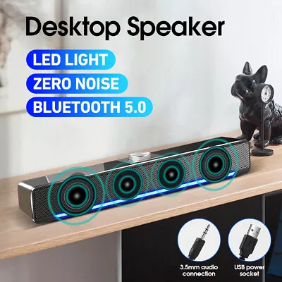 Kaufen Bluetooth Computer Lautsprecher USB LED Soundbar Für PC Notebook Laptop Stereo • 20.99€
