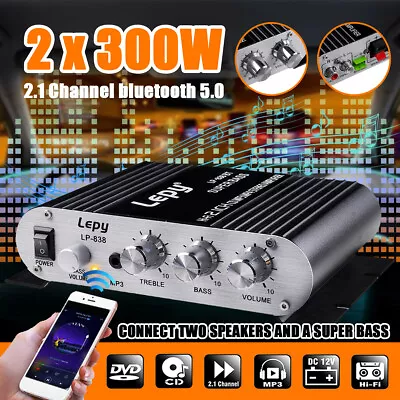 Kaufen 2.1 Channel Verstärker 600W Car Hifi Subwoofer Power Amplifier Bluetooth Audio • 32.99€