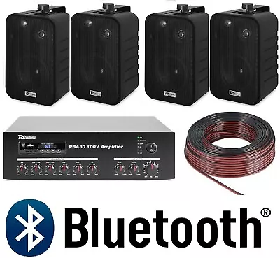 Kaufen Soundsystem Aktiv Musikanlage Linie 100V Verstärker BT + 4 Lautsprecher + 100 • 280.16€