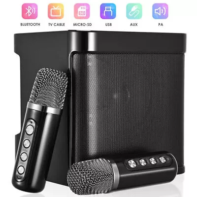 Kaufen Tragbare Karaoke Anlage Mit 2 Mikrofonen Bluetooth Karaoke Box Maschine Geschenk • 55.99€