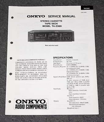Kaufen Onkyo Integra TA-2360 - Original Service Manual / Reparaturanleitung • 7.95€
