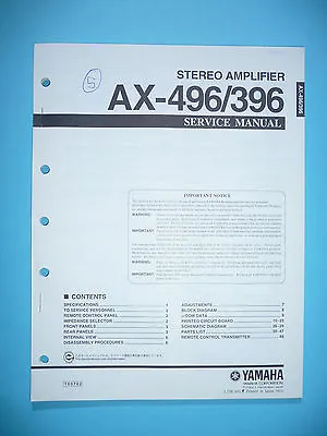 Kaufen Service Manual Für Yamaha AX-496/AX-396  ,ORIGINAL • 13.50€