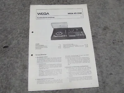 Kaufen Schaltplan Service Manual Für Stereoanlage Kompaktanlage Wega KS3340 • 1€