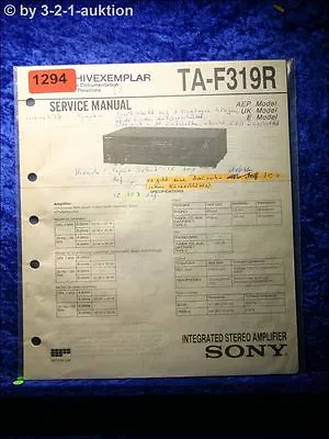 Kaufen Sony Service Manual TA F319R Amplifier (#1294) • 14.99€