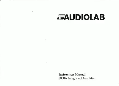 Kaufen Audiolab User Instructions Bedienungsanleitung Für 8000 A Copy • 15.50€