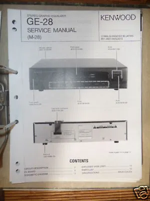 Kaufen Service Manual Kenwood GE-28 Equalizer,ORIGINAL • 7.80€