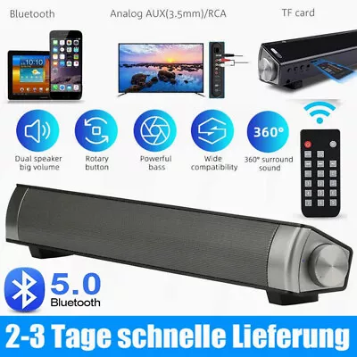Kaufen TV Soundbar Bluetooth 5.0 Lautsprecher Heimkino Subwoofer AUX Mit Fernbedienung • 23.99€