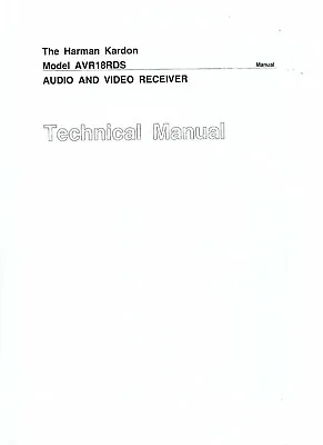 Kaufen Harman Kardon Service Manual Für AVR 18 RDS  Copy • 12.50€