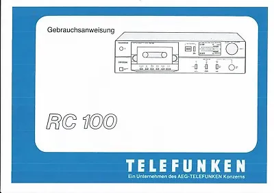 Kaufen Telefunken  Bedienungsanleitung User Manual Owners  Für RC 100 Deutsch  Copy • 9.95€