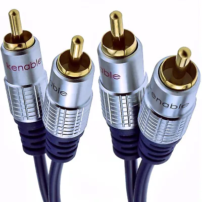 Kaufen 0.5m 50cm Ofc HQ 2 Rca Phono Stecker Geschirmt Audio Hi-Fi Mischpult Kabel Gold • 5.69€