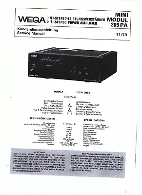 Kaufen Wega Service Manual Für HIFI Minimodul 205 PA Copy • 11.50€