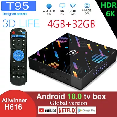 Kaufen T95H Smart Android 10.0 TV-Box 4+64GB H616 Quad-Core 64-Bit 6K WiFi Media UHD  • 26.88€