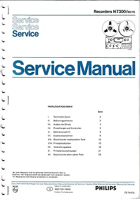 Kaufen Service Manual-Anleitung Für Philips N 7300  • 10.50€