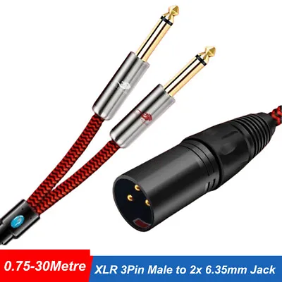 Kaufen XLR Kupplung Buchse Stecker Auf 2x 6,3mm Klinke Stecker Audio Mikrofon Kabel • 129.39€