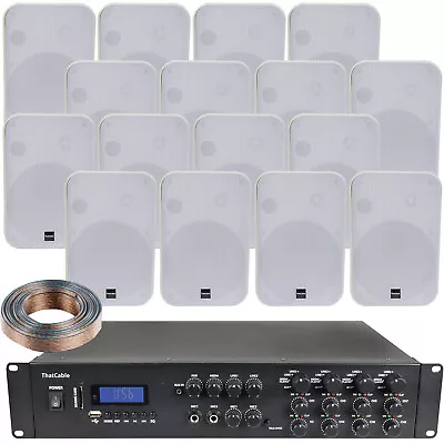 Kaufen 1600W Bluetooth Soundsystem 16x 200W Weißer Wandlautsprecher 8 Zonen Matrix Verstärker • 1,021.98€