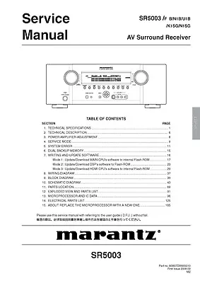 Kaufen Service Manual-Anleitung Für Marantz SR-5003  • 18.50€