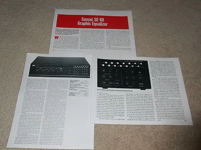 Kaufen Sansui SE-88 Grafik Equalizer Review, 3 Pg , 1988, Voll Test, Selten Info • 9.75€