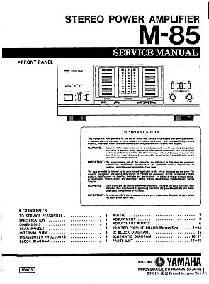 Kaufen Service Manual-Anleitung Für Yamaha M-85  • 12€