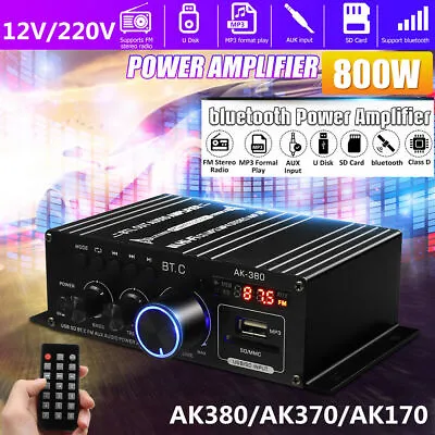 Kaufen 800W Bluetooth Stereo Verstärker Digital Power Amplifier FM HiFi Audio Amplifier • 25.99€