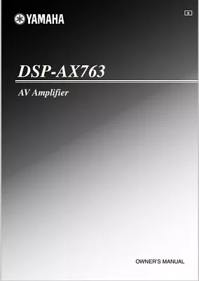 Kaufen Yamaha DSP-AX763 - AV-Verstärker - Bedienungsanleitung - BENUTZERHANDBUCH  • 9.59€