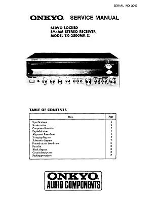 Kaufen Service Manual-Anleitung Für Onkyo TX-2500 MK2  • 9€