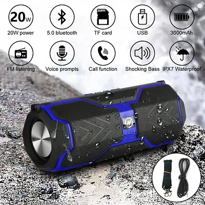 Kaufen Bluetooth 5,0 Musikbox HIFI Stereo Lautsprecher Wasserdicht Subwoofer Tragbarer • 18.95€