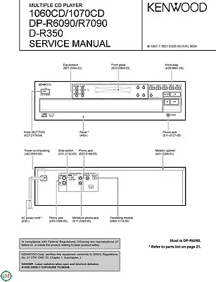 Kaufen Service Manual-Anleitung Für Kenwood 1060 CD,1070 CD,DP-R6090,R7090,D-R350  • 11€