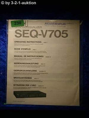 Kaufen Sony Bedienungsanleitung SEQ V705 Graphic Equalizer (#0230) • 15€