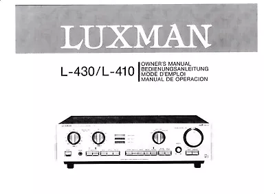Kaufen Owner's Manual-Anleitung Für Luxman L-410,L-430               • 10€