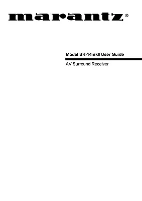 Kaufen Bedienungsanleitung-Operating Instructions Für Marantz SR-14 MK2  • 11€