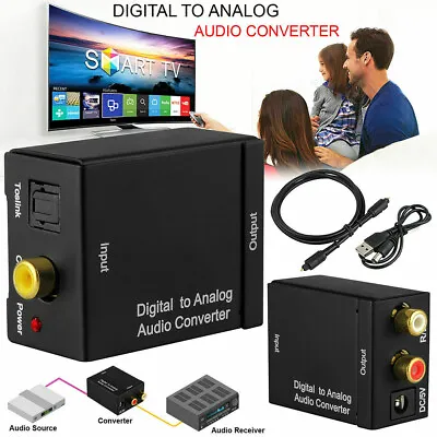 Kaufen Audio Konverter Adapter Digital Optisch Toslink Koaxial Auf Analog L/R Kabel RCA • 9.49€