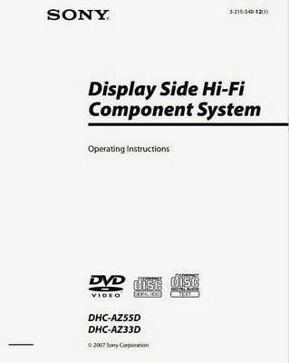 Kaufen Sony - DHC-AZ55D / DHC-AZ33D Hifi-System - Bedienungsanleitung - BENUTZERHANDBUCH  • 9.57€