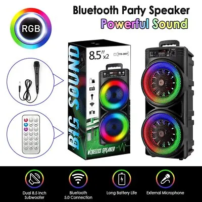 Kaufen Bluetooth Party Lautsprecher LED Akku Box Karaoke Maschine 30W Subwoofer Mit Mic • 53.57€