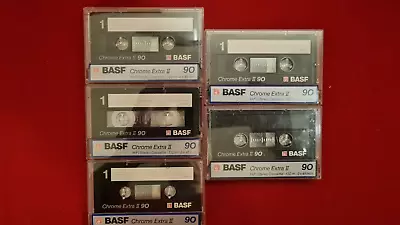 Kaufen Audiokassetten ► BASF Chrome Extra II 90 ◄ Tapedeck Musik Cassetten 5 STÜCK! • 1€