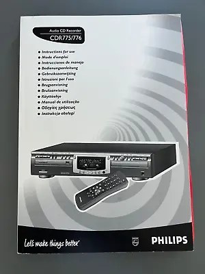 Kaufen Philips CDR 775/776 Audio CD Recorder Bedienungsanleitung In 12 Sprachen • 16.50€