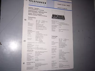 Kaufen Telefunken Service Manual - Orginal - Music-center 3022 - Order Nr. 319 406 745 • 1€
