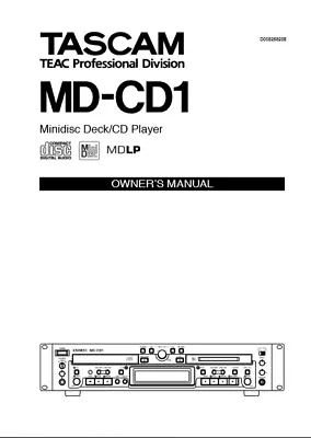 Kaufen Tascam MD-CD1 - Minidisc CD Player Deck Bedienungsanleitung - BENUTZERHANDBUCH  • 9.71€